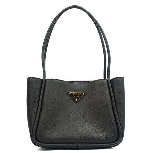 Picture of Prada Tote Plaque Logo Leather Mini Bag in Black, Calfskin