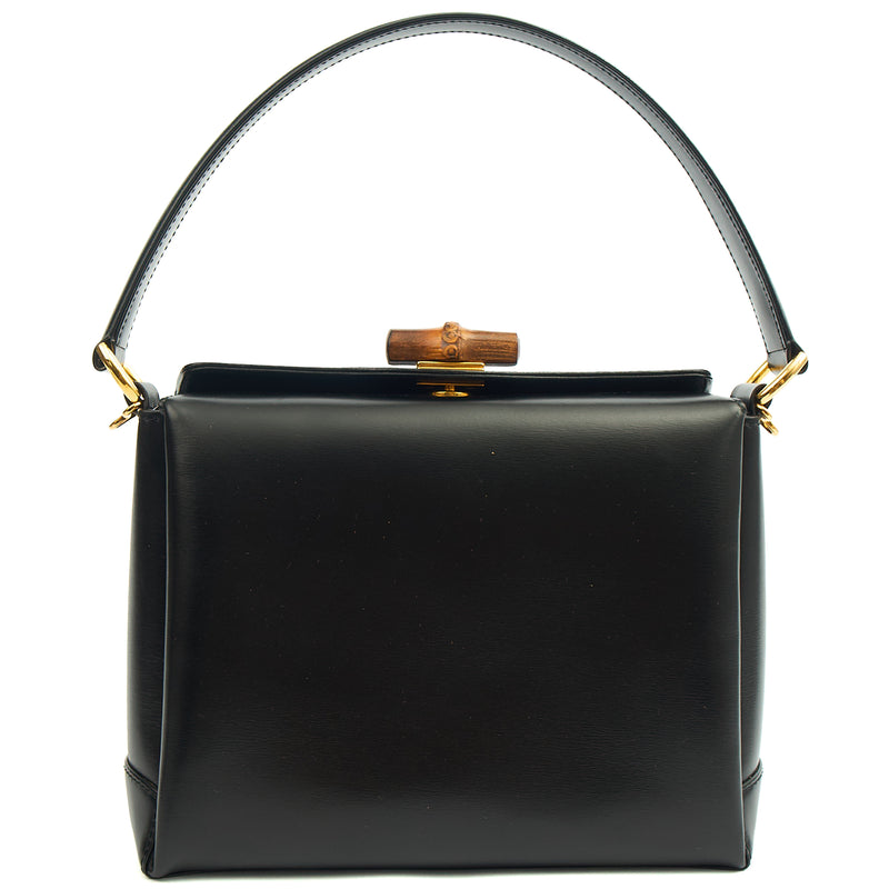 Picture of Gucci Top Handle Vintage Bamboo  in Black, Leather