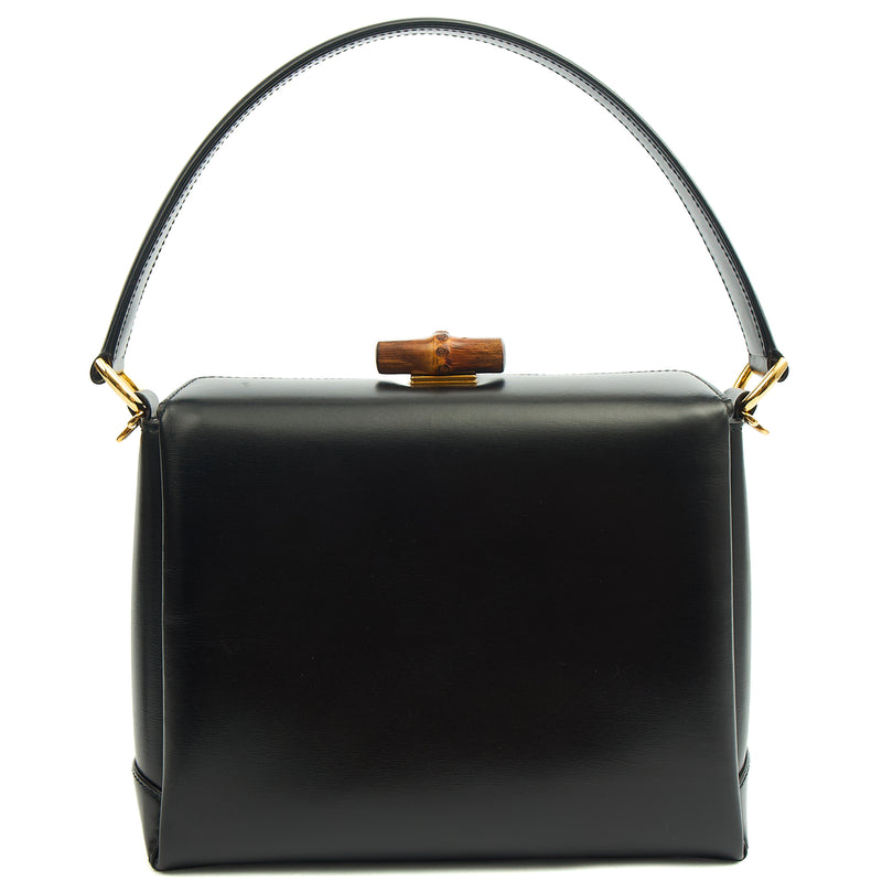 Picture of Gucci Top Handle Vintage Bamboo  in Black, Leather