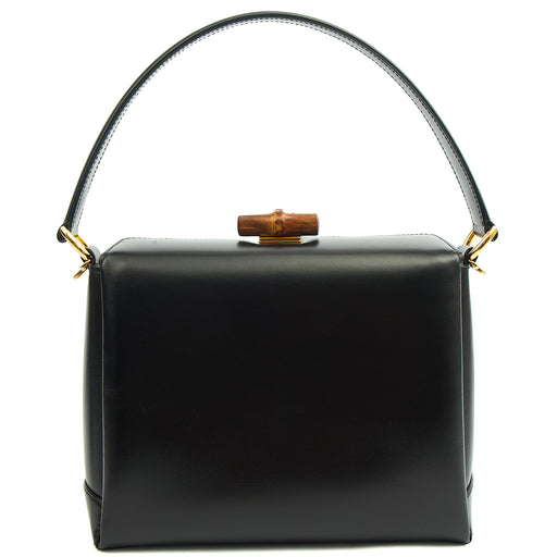 Picture of Gucci Top Handle Vintage Bamboo  in Black, Leather