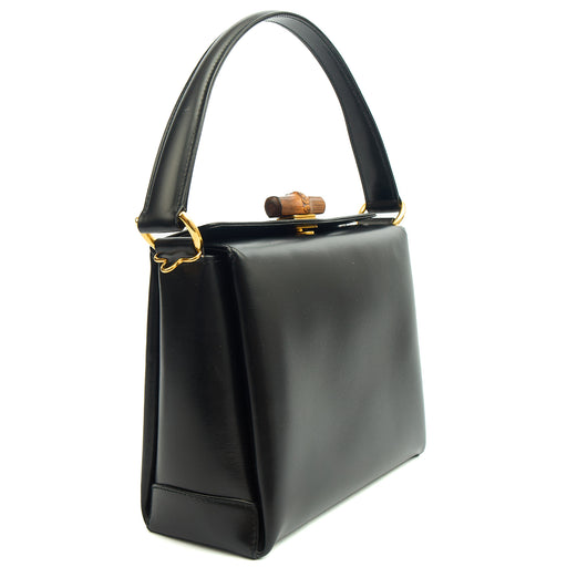 Picture of Gucci Top Handle Vintage Bamboo  in Black, Leather