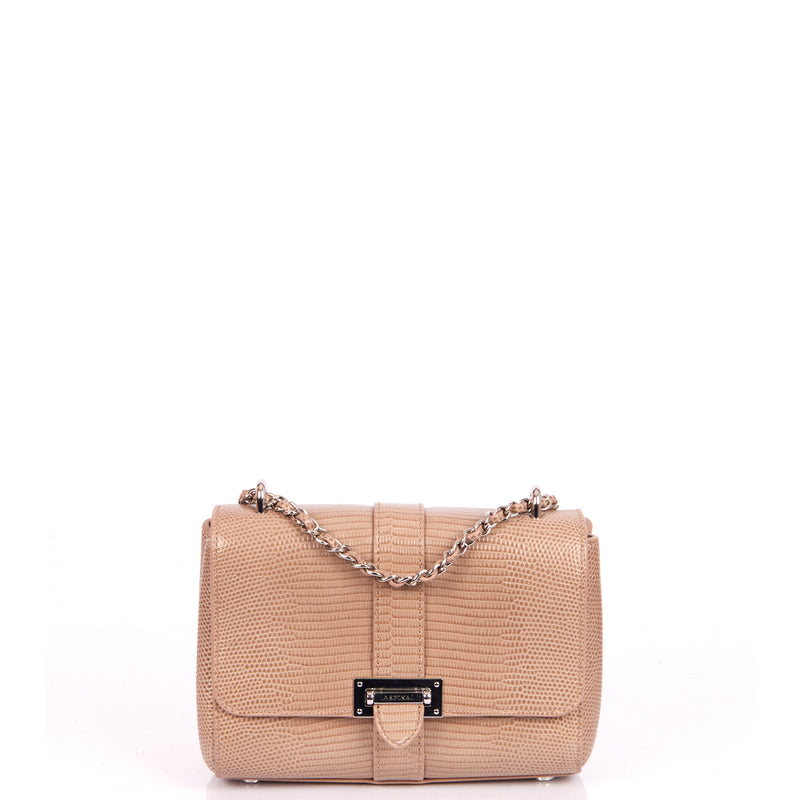 Picture of Aspinal of London Shoulder Bag Lottie in Neutral, Exotic Effect Leather