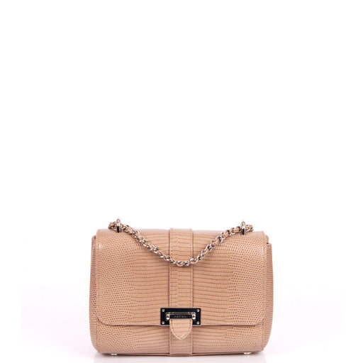 Picture of Aspinal of London Shoulder Bag Lottie in Neutral, Exotic Effect Leather