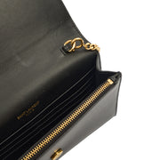 Picture of Saint Laurent Cross Body Kate Tassel Chain Wallet in Black, Leather