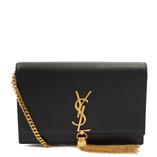 Picture of Saint Laurent Cross Body Kate Tassel Chain Wallet in Black, Leather