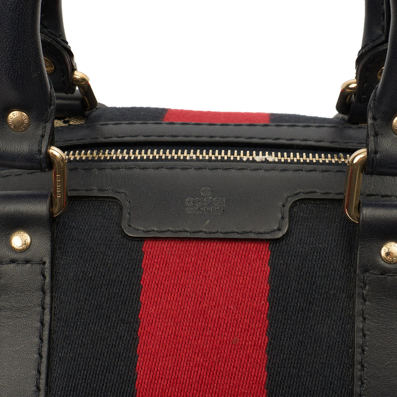 Picture of Gucci Top Handle Vintage Web Boston - Medium in invalid, GG Supreme Canvas