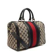 Picture of Gucci Top Handle Vintage Web Boston - Medium in invalid, GG Supreme Canvas