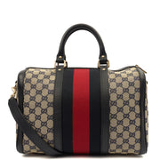 Picture of Gucci Top Handle Vintage Web Boston - Medium in invalid, GG Supreme Canvas