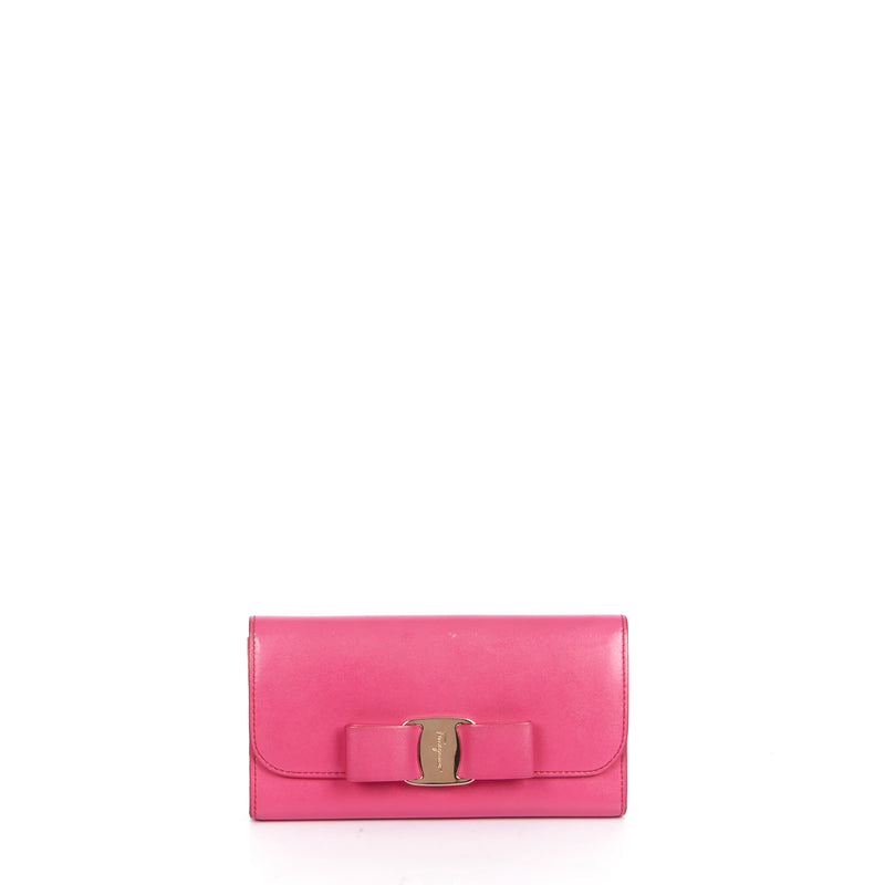 Picture of Salvatore Ferragamo Vara Bow Wallet in Pink, Leather