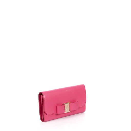 Picture of Salvatore Ferragamo Vara Bow Wallet in Pink, Leather