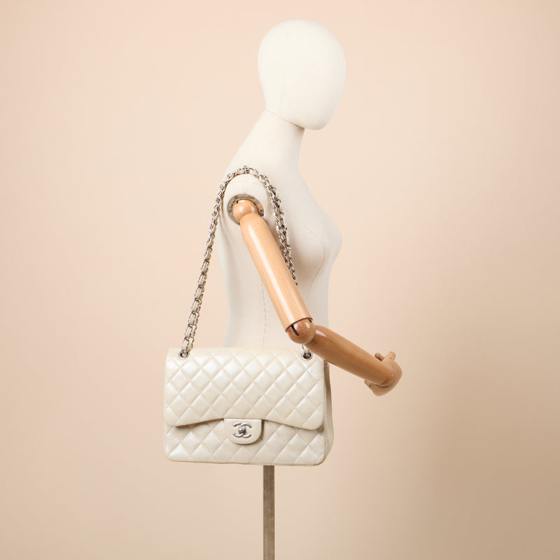 Chanel Classic Double Flap - Large in Champagne, Caviar Leather