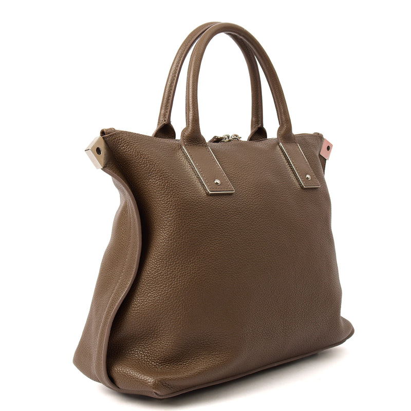 Picture of Mulberry Tote Alice  in Taupe, Calfskin Leather