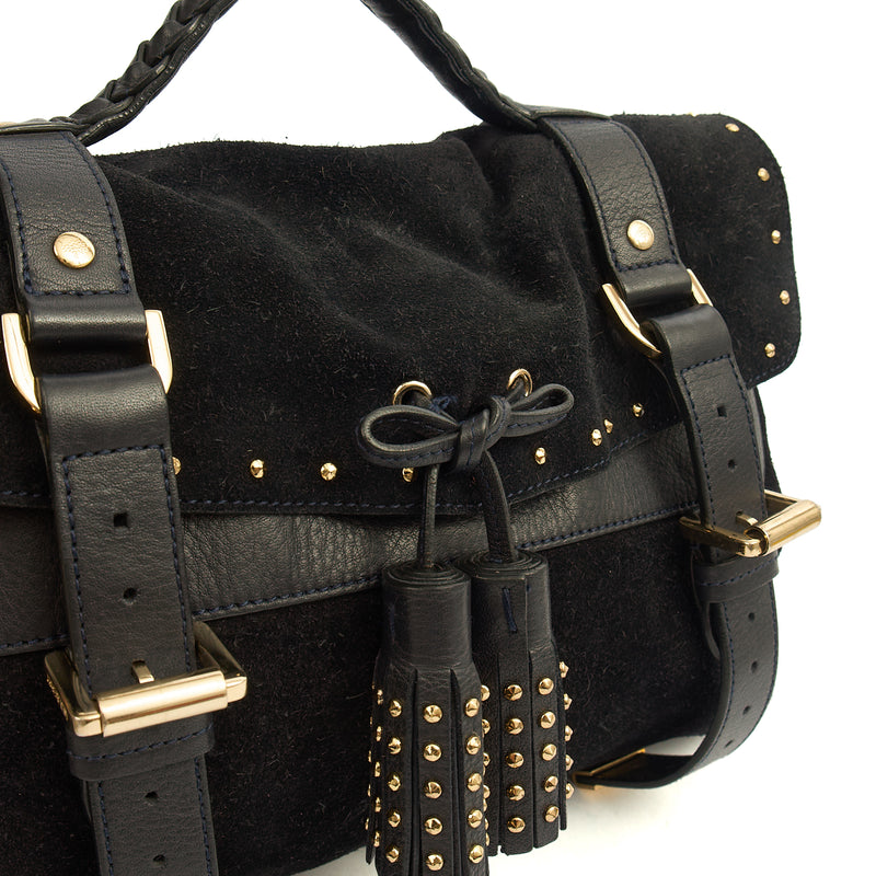 Mulberry Satchel Alexa Tassel in Black, Suede