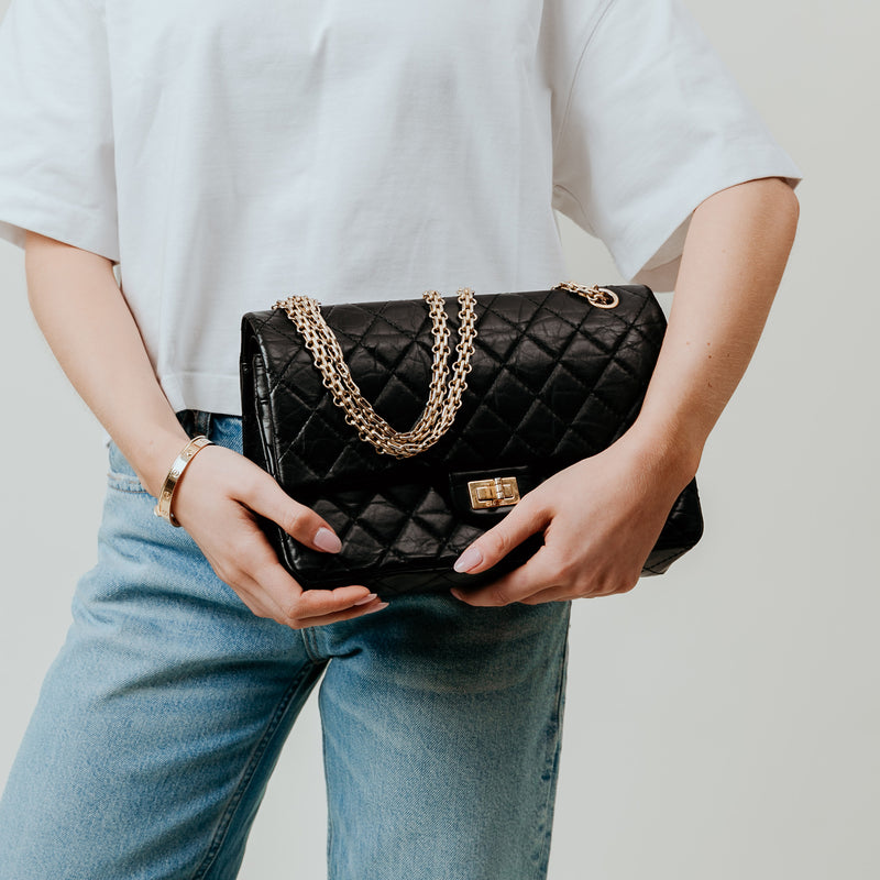 Chanel Shoulder Bag 2.55 Reissue in Black, Crinkled Calfskin Leather