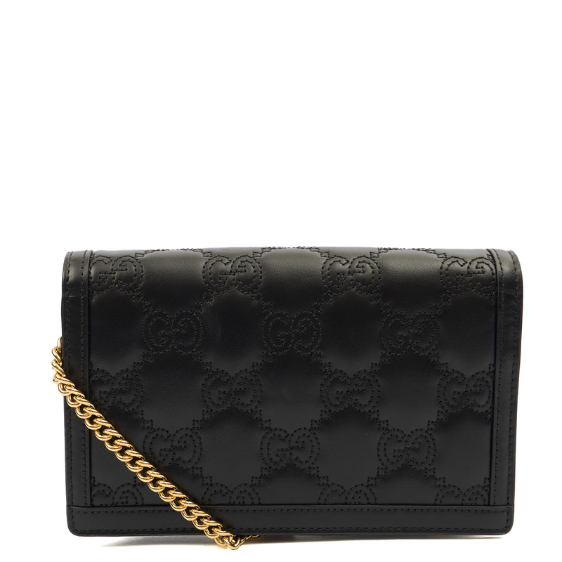Picture of Gucci Cross Body Wallet On Chain  in Black, Leather