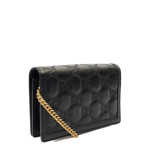 Picture of Gucci Cross Body Wallet On Chain  in Black, Leather