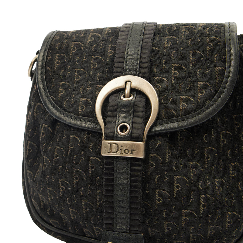 Picture of Christian Dior Cross Body Trotter Pouch in Black, Diorissimo Canvas