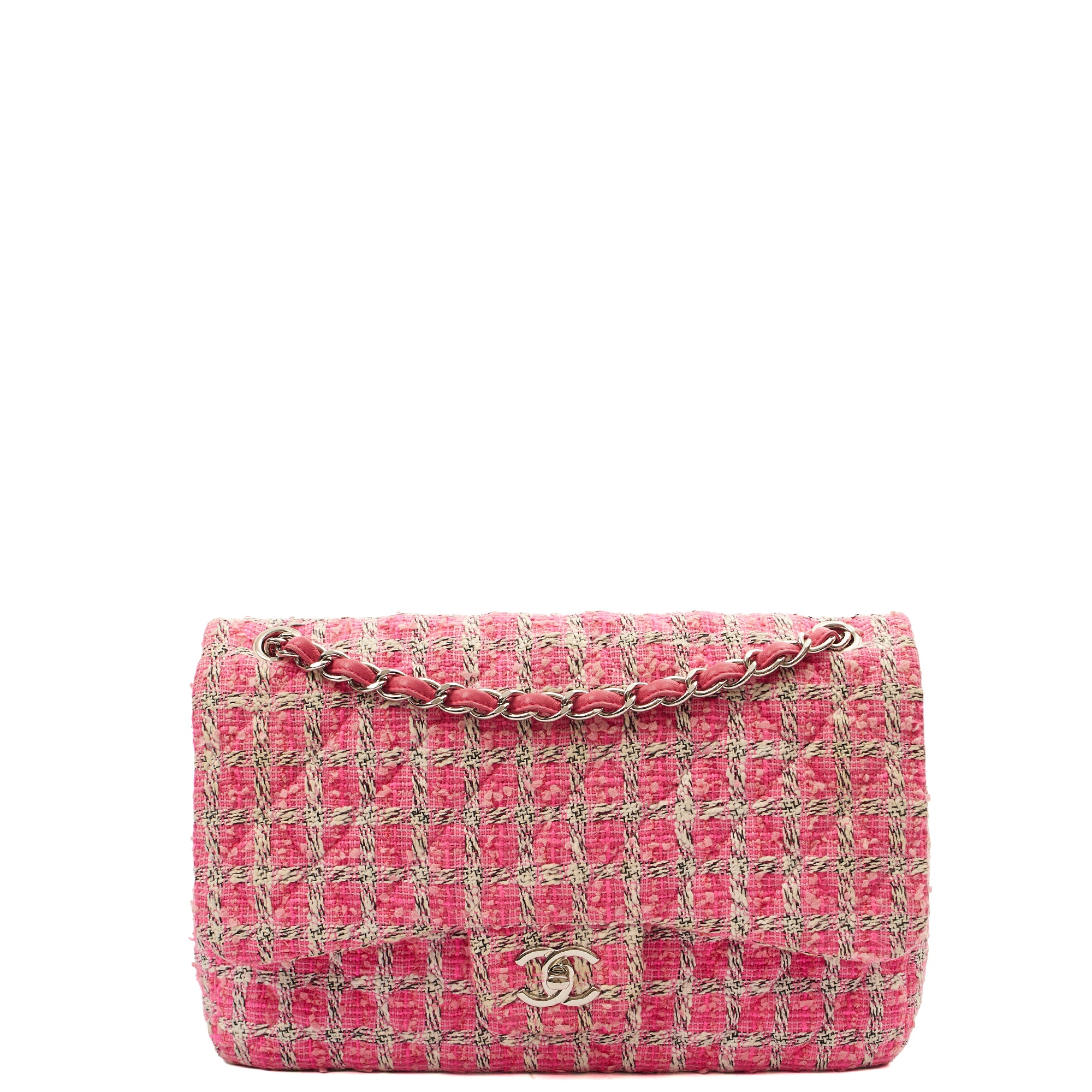Chanel Shoulder Bag Classic Double Flap - Large in Pink, Tweed