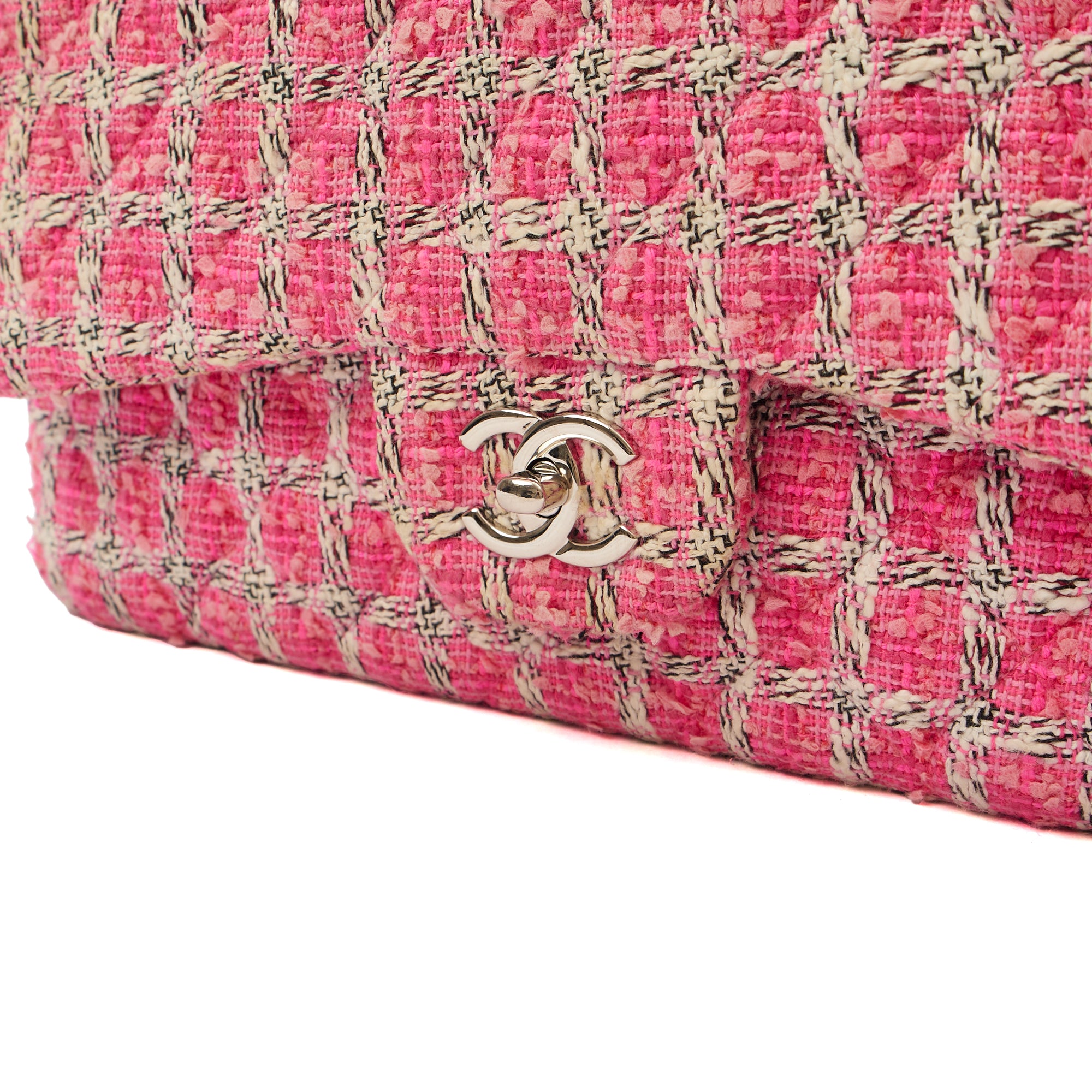 Chanel Shoulder Bag Classic Double Flap - Large in Pink, Tweed