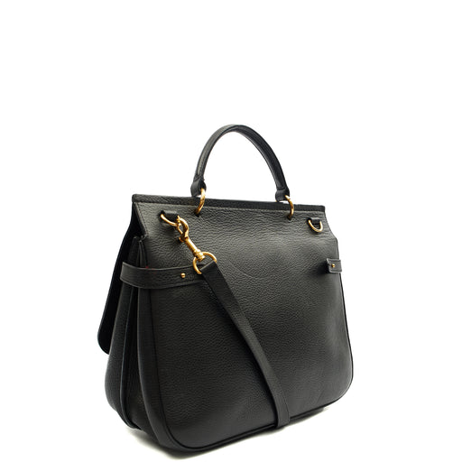 Picture of Mulberry Top Handle Amberley Satchel in Black, Calfskin Leather