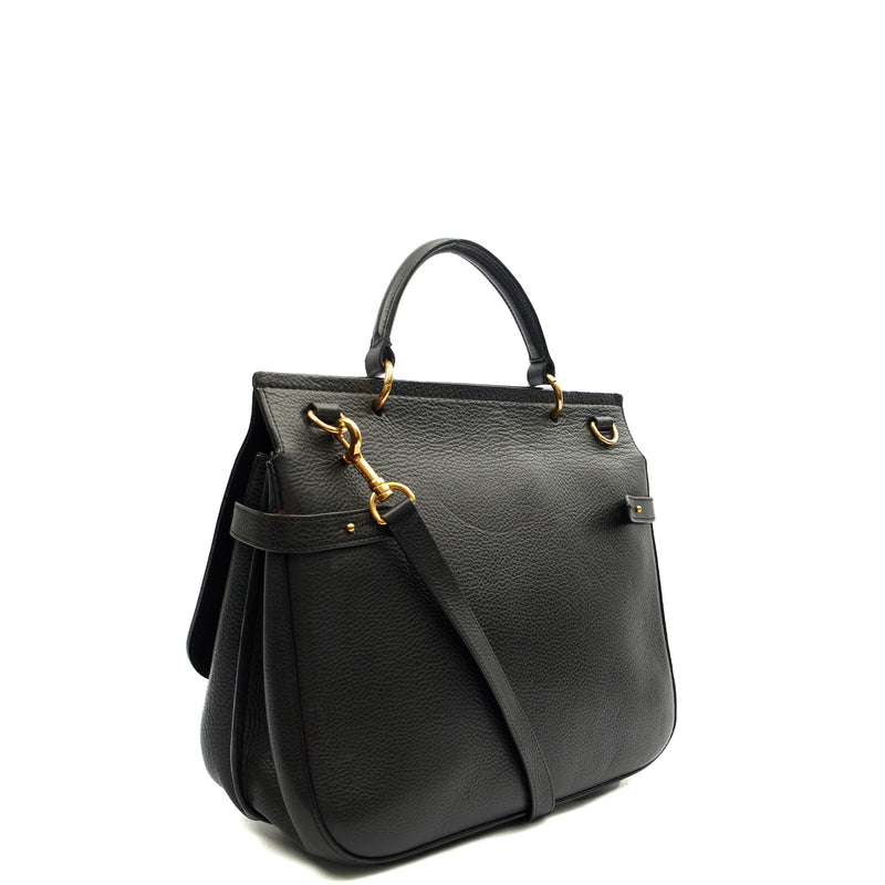 Picture of Mulberry Top Handle Amberley Satchel in Black, Calfskin Leather