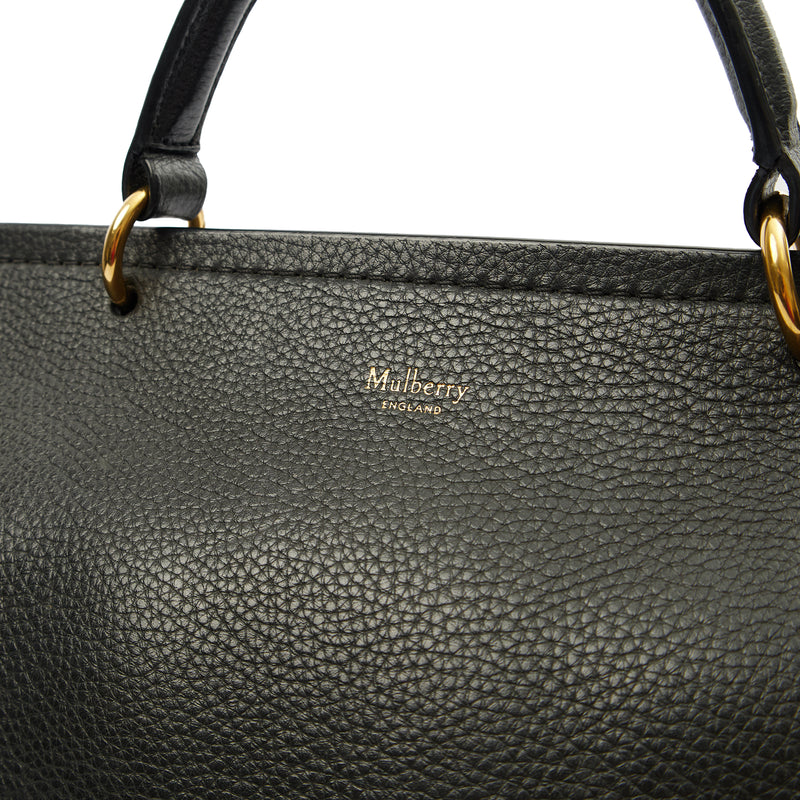Picture of Mulberry Top Handle Amberley Satchel in Black, Calfskin Leather
