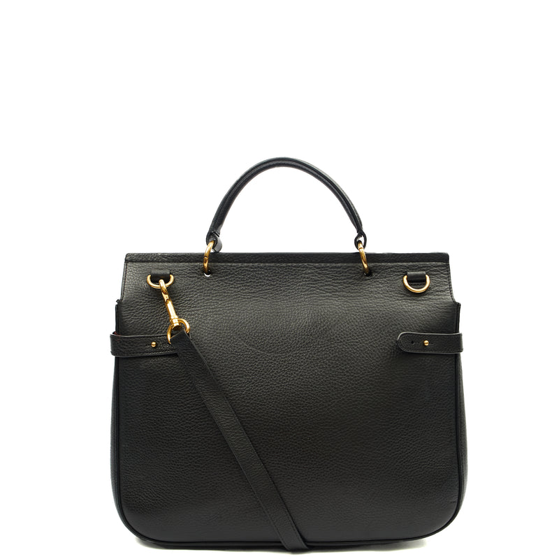 Picture of Mulberry Top Handle Amberley Satchel in Black, Calfskin Leather