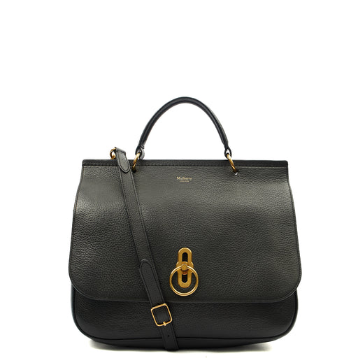 Picture of Mulberry Top Handle Amberley Satchel in Black, Calfskin Leather