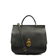 Picture of Mulberry Top Handle Amberley Satchel in Black, Calfskin Leather