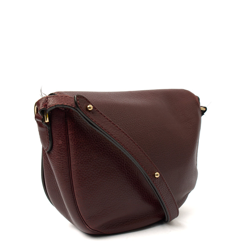 Picture of Mulberry Cross Body Tessie Satchel in Burgundy, Calfskin Leather