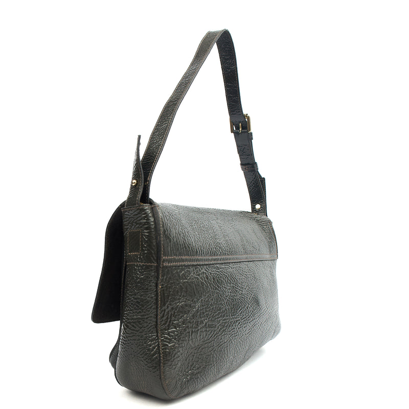 Picture of Mulberry Satchel Bayswater - Oversized Clutch in Grey, Patent Leather