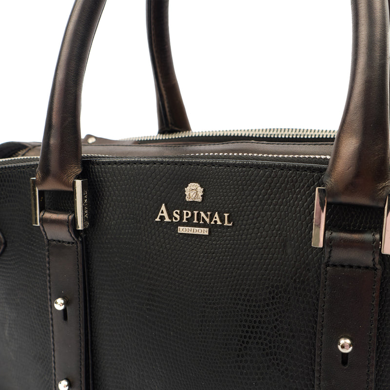 Picture of Aspinal of London Top Handle Brook Street  in Black, Leather