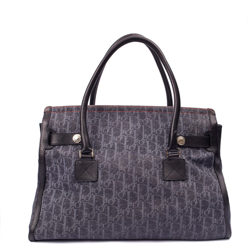 Picture of Christian Dior Tote Flight East West in Blue, Oblique Jacquard Canvas