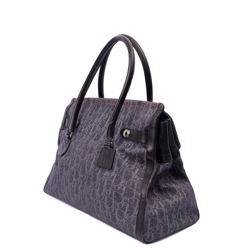 Picture of Christian Dior Tote Flight East West in Blue, Oblique Jacquard Canvas