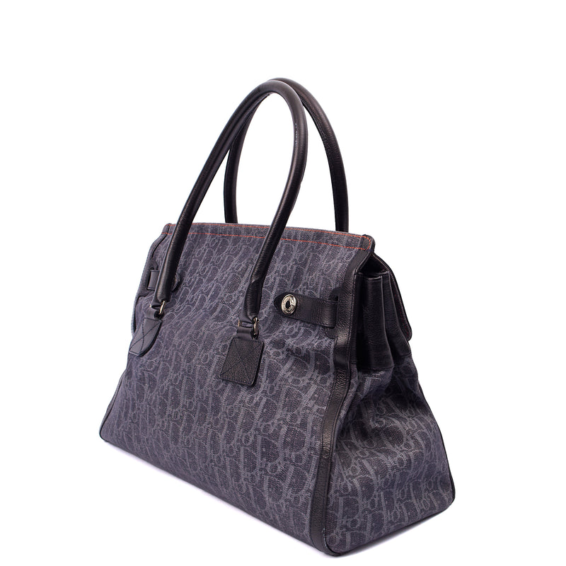 Picture of Christian Dior Tote Flight East West in Blue, Oblique Jacquard Canvas