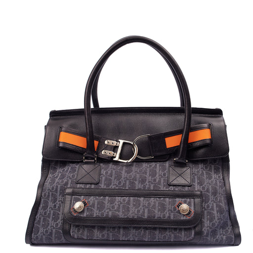 Picture of Christian Dior Tote Flight East West in Blue, Oblique Jacquard Canvas