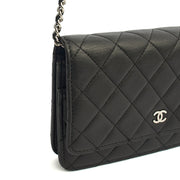 Picture of Chanel Cross Body Wallet on Chain in Black, Lambskin Leather