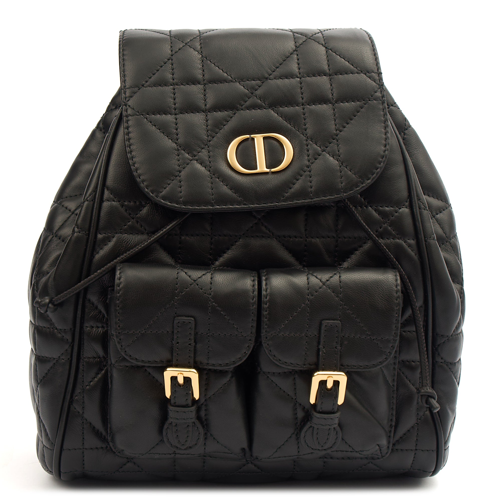 Christian Dior Backpack Caro Backpack in Black, Cannage Quilted