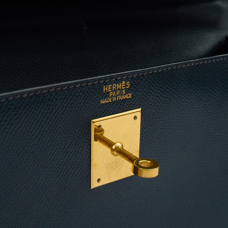 Picture of Hermes Top Handle Kelly 32 in Bleu Indigo, Courchevel Leather