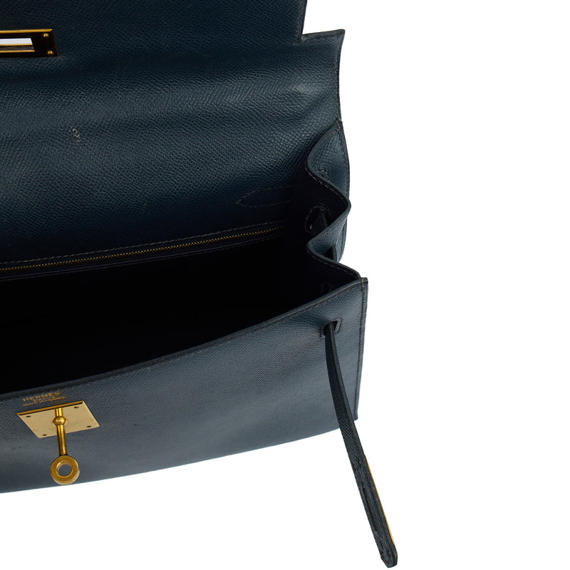 Picture of Hermes Top Handle Kelly 32 in Bleu Indigo, Courchevel Leather