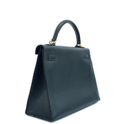 Picture of Hermes Top Handle Kelly 32 in Bleu Indigo, Courchevel Leather