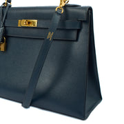 Picture of Hermes Top Handle Kelly 32 in Bleu Indigo, Courchevel Leather