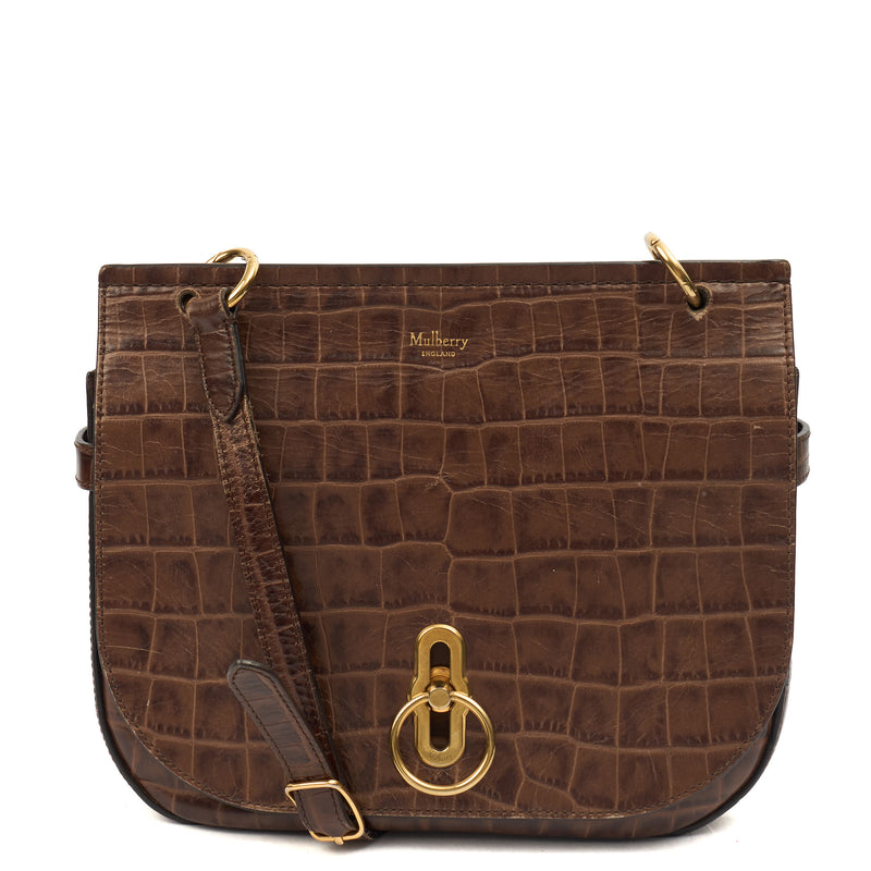 Picture of Mulberry Cross Body Amberley in Brown, Exotic Effect Leather