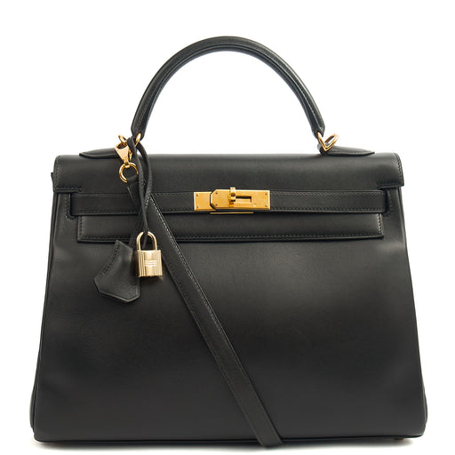 Picture of Hermes Top Handle Kelly 32 in Black, Box Calf Leather