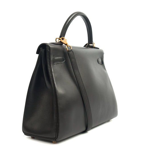 Picture of Hermes Top Handle Kelly 32 in Black, Box Calf Leather