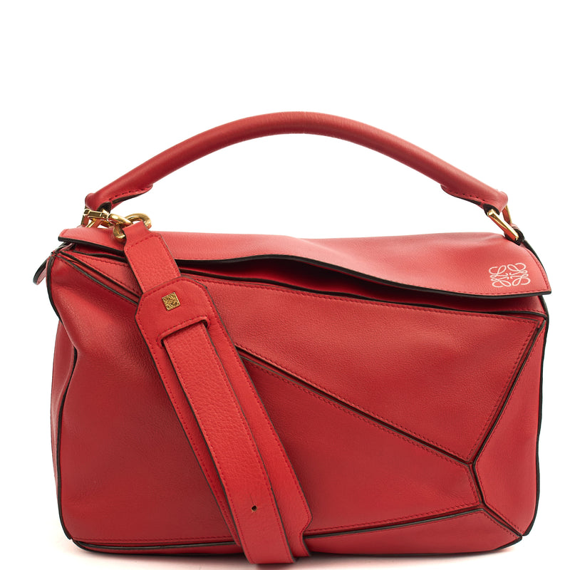 Picture of Loewe Cross Body Puzzle - Medium in Red, Leather