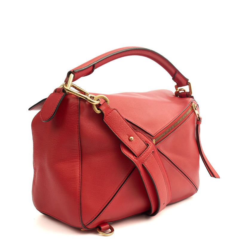 Picture of Loewe Cross Body Puzzle - Medium in Red, Leather