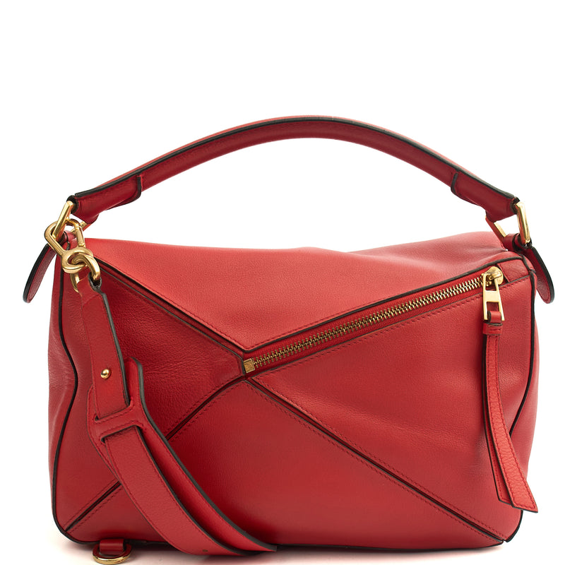 Picture of Loewe Cross Body Puzzle - Medium in Red, Leather