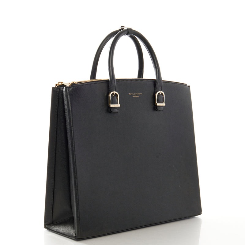 Picture of Aspinal of London Tote Editors Bag- Medium in Black, Leather
