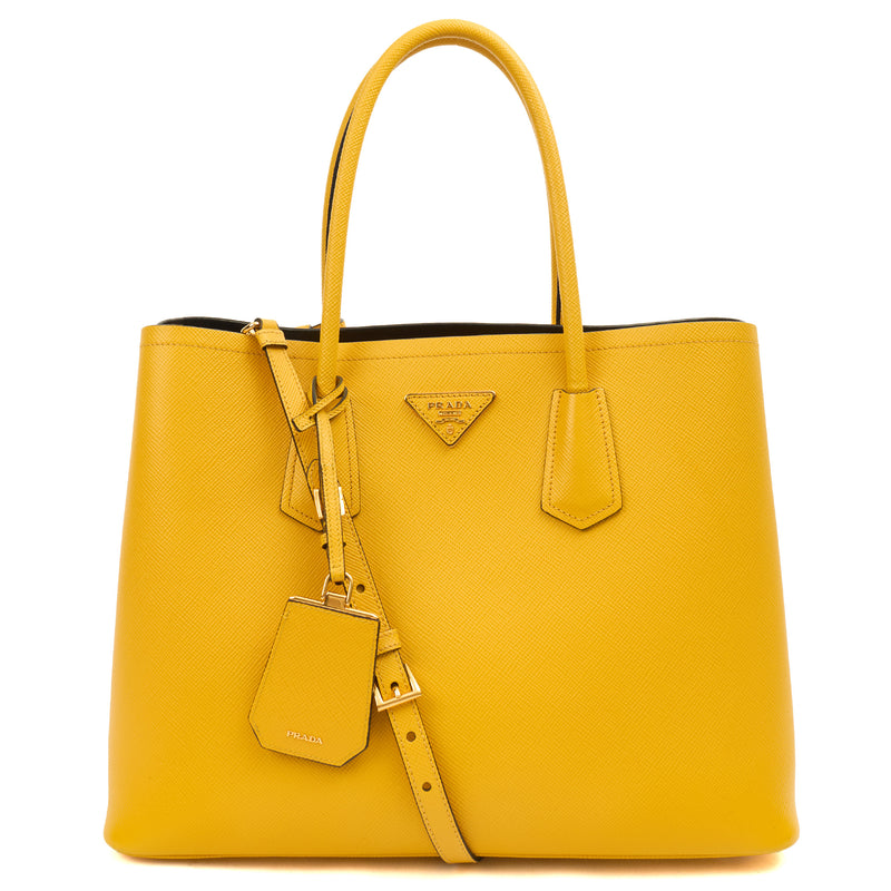 Picture of Prada Tote Cuir Double Bag in Yellow, Saffiano Leather